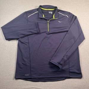 Saucony Pullover 1/4 Zip Mens 2XL Navy Blue Long Sleeve Athletic Gym RunWarm